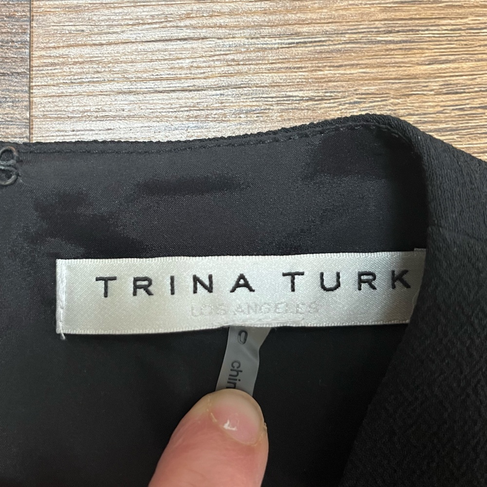 Trina Turk Black Mini Dress With Embellished Hem size 0 - Picture 5 of 5